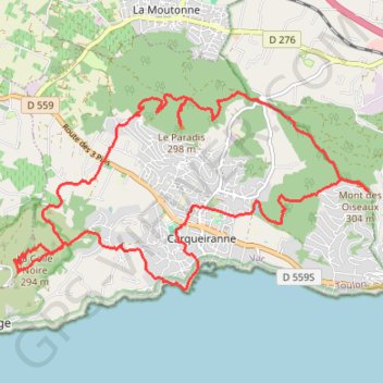 Les trois collines de Carqueiranne GPS track, route, trail