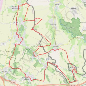Vallée de l'Aunelle et bornes frontières - Sebourg GPS track, route, trail