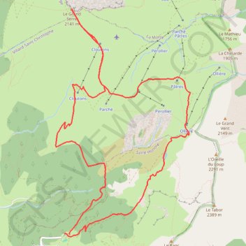 Le Grand Serre depuis Saint Honoré GPS track, route, trail