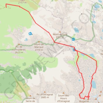 Crabounouse, Bugarret, Dent d'Estibère Male depuis cabane de Rabiet GPS track, route, trail