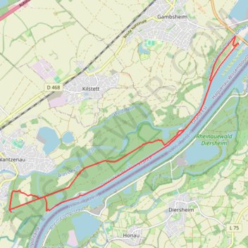 Le long du Rhin et Réserve Biologique de Honau - La Wantzenau GPS track, route, trail