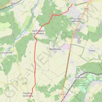 Chemin de Compostelle - De Boissy-sous-Saint-Yon à Chauffour-lès-Étréchy GPS track, route, trail