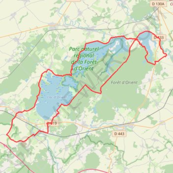 Circuit des 3 lacs de la forêt d'Orient GPS track, route, trail