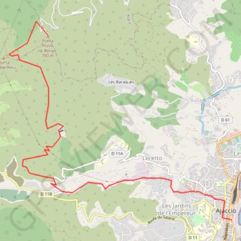 Corse, Ajaccio, Sources de la Lisa et Pozzo di Borgo GPS track, route, trail