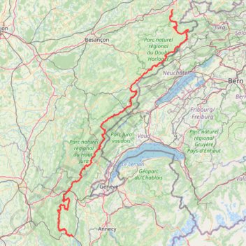 Grande Traversée du Jura à VTT GPS track, route, trail