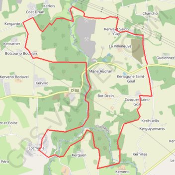 PLUVIGNER - ouest GPS track, route, trail