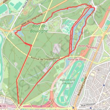 10km du Bois de Boulogne GPS track, route, trail