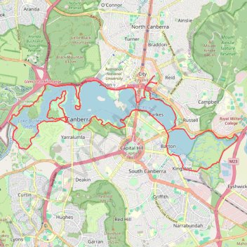 Canberra - Lake Burley Griffin GPS track, route, trail