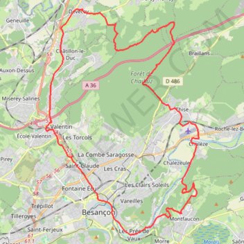 Devecey - Dame Blanche - Monfaucon - Devecey GPS track, route, trail