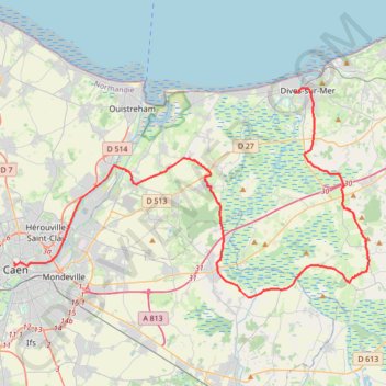 Caen Beuvron Cabourg GPS track, route, trail