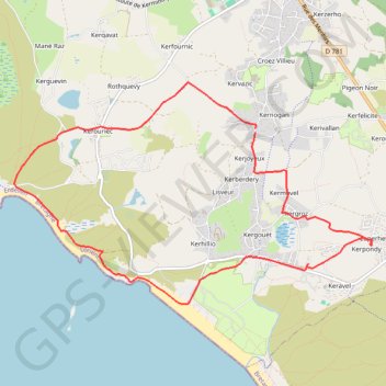 ERDEVEN (la cote) dit Meunier GPS track, route, trail