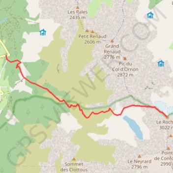 Le Rochail par le lac du Vallon GPS track, route, trail