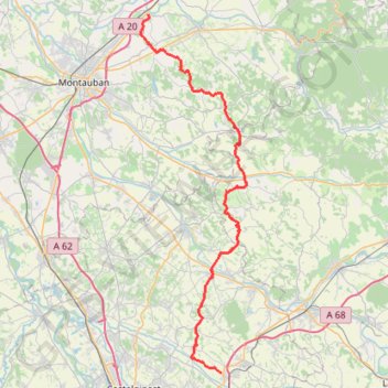 Liaison cyclo entre Garonne, Tarn et rivière Aveyron GPS track, route, trail