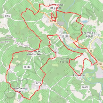 St Sulpice Louzac Cherves 33 kms le10.4.2022 GPS track, route, trail