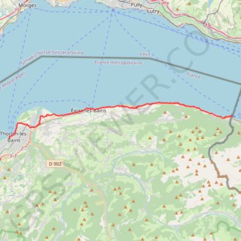 1: ViaRhôna de Saint-Gingolph à Thonon par Evian GPS track, route, trail