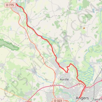 Voie des Plantagenêts Le-Lion-d'Angers - Angers GPS track, route, trail
