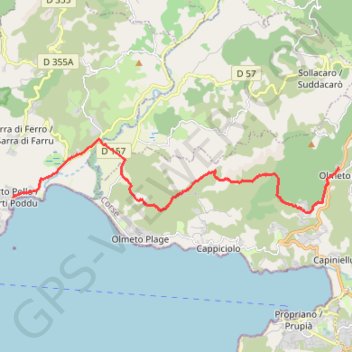 Corse du sud, Porto-Pollo Olmeto GPS track, route, trail