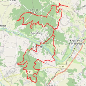 Chasseneuil /Bonnieure 50 kms GPS track, route, trail