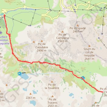 Col de Barèges - Aller retour du parking Tournaboup Barèges (65) au col GPS track, route, trail