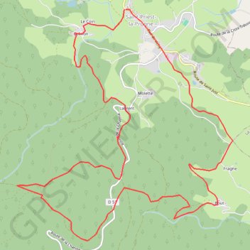 La pierre des Fées - Saint-Priest-la-Prugne GPS track, route, trail