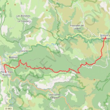 Pont-de-Montvert - Florac GPS track, route, trail