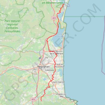 Port la Nouvelle-Montesquieu les albères GPS track, route, trail