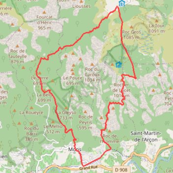 Parcours 5 rouge Les Gorges dHéric - Espace Trail Montagnes du Caroux GPS track, route, trail