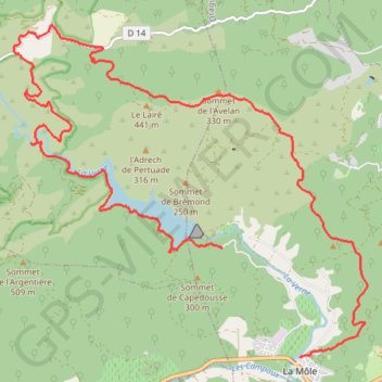 La Mole.Tour de lac de la Verne GPS track, route, trail