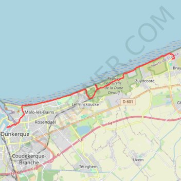Au nord de Dunkerque - Plages et Dunes GPS track, route, trail