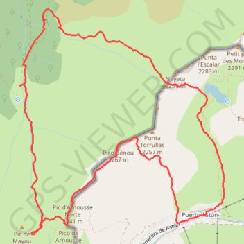 Tour des Torrulas : du pic Mayou au Bénou depuis Astun GPS track, route, trail